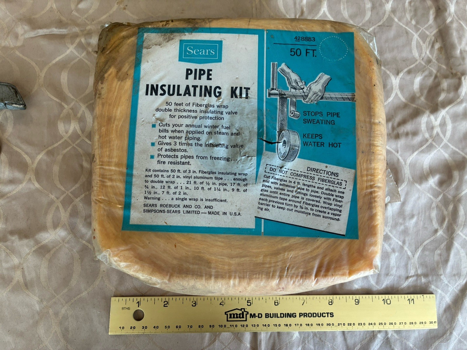 Vintage Sears Fiberglass Pipe Wrap Insulation DIY Kit 50 Ft. 428883