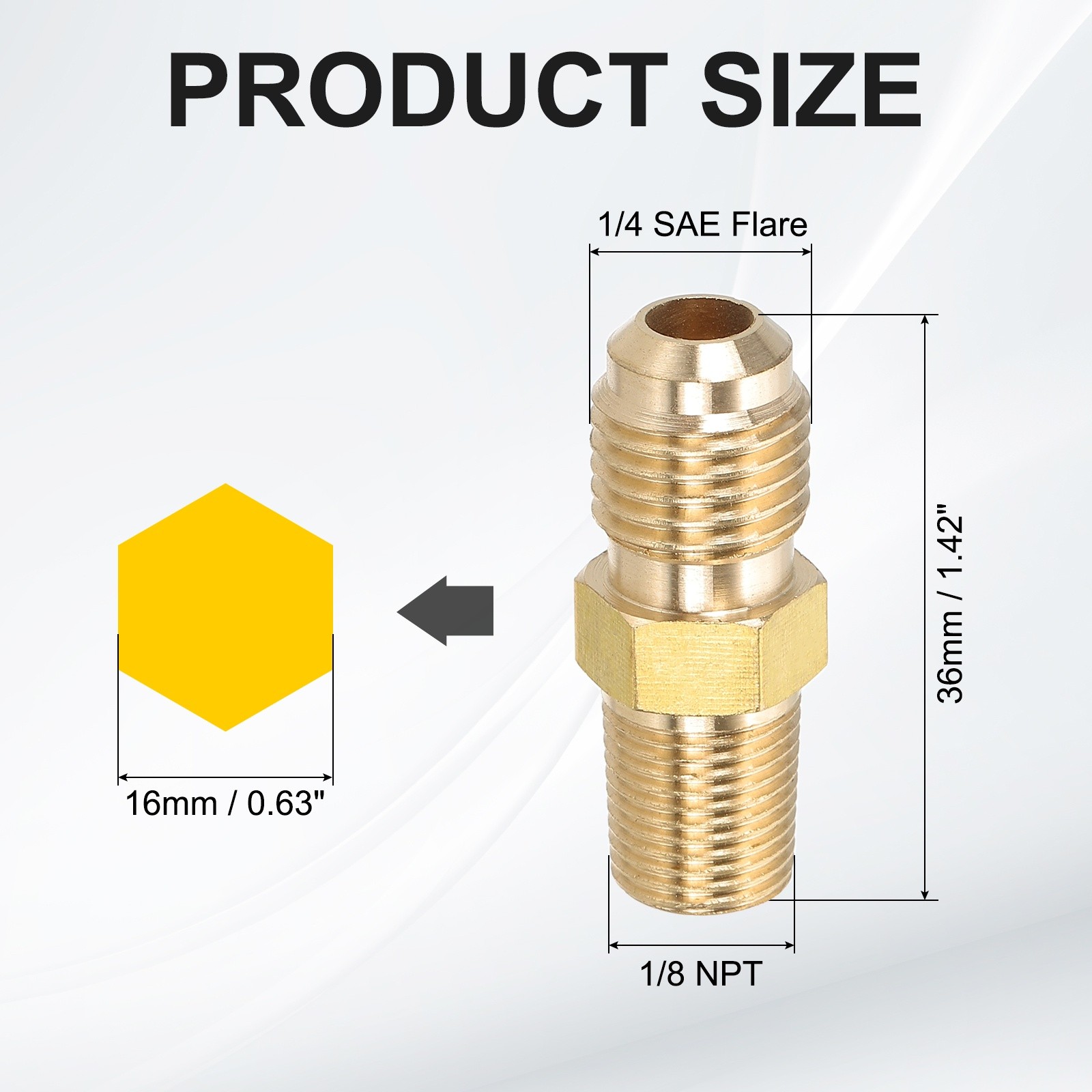 2 Pcs Brass Pipe Fitting 1/4SAE Flare x 1/8NPT Male Thread with Nuts