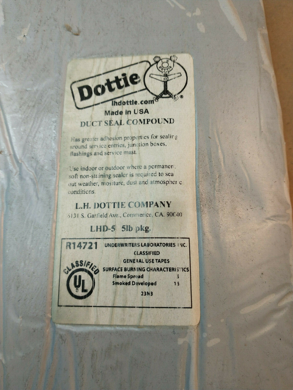 Dottie Duct Seal LHD5 5 lb for indoor/ Outdoor waterproof airtight seals