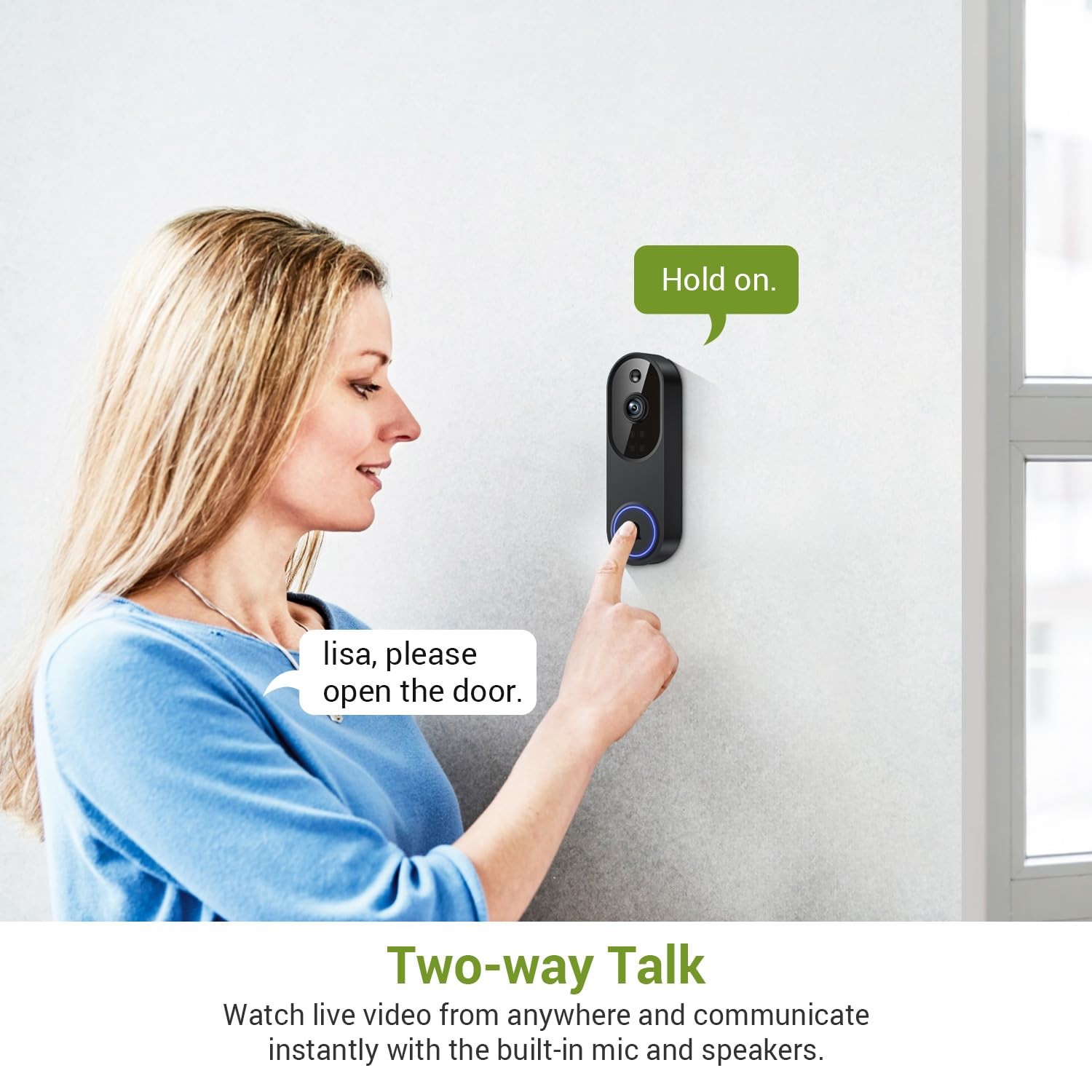 Lunelyx 1080P Wireless Video Doorbell Camera, Outdoor Surveillance Black