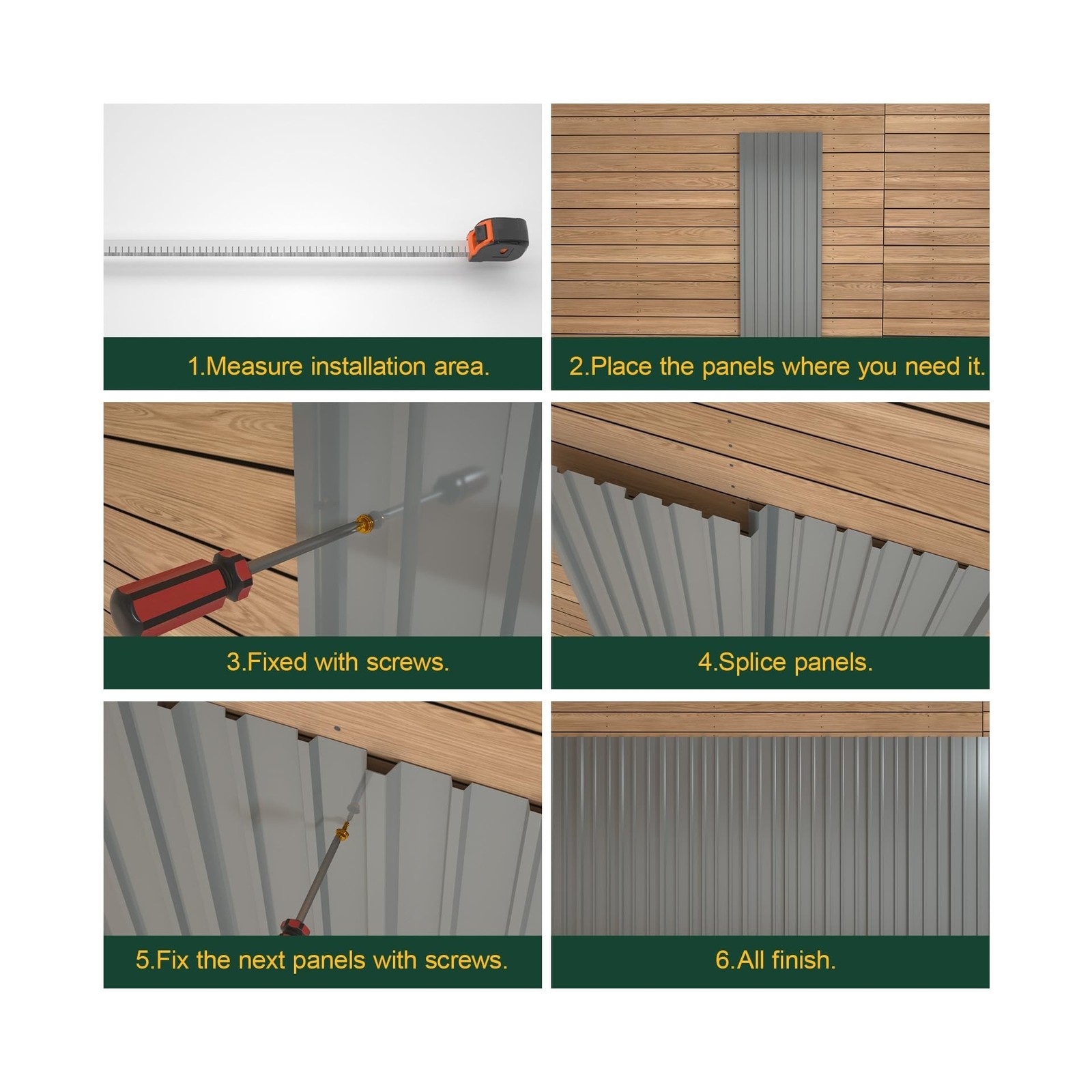 NeatiEase 10 Pcs Metal Roofing Panels, 5.1 Feet Corrugated Galvanized Roofing…