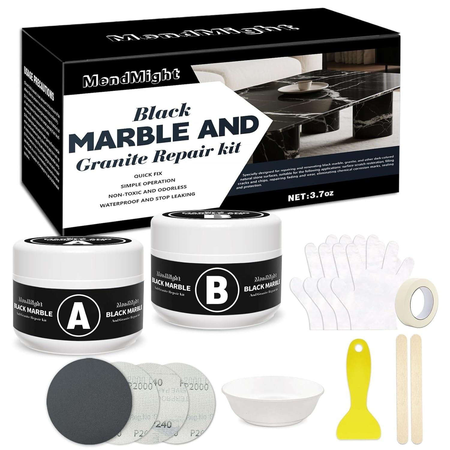 Black Quartz Countertop Repair Kit, Professional Tile, Marble and Granite Rep…