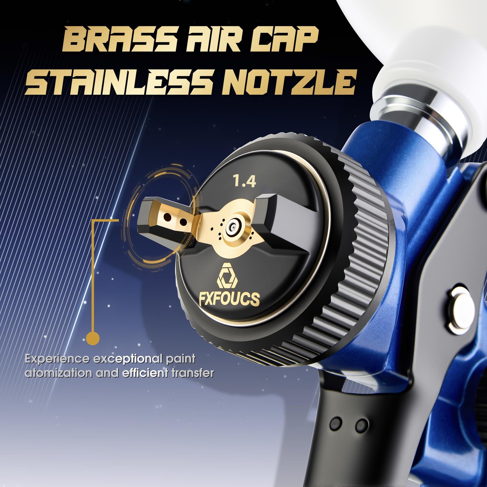 Fxfoucs Hvlp Spray Gun 1.4Mm Nozzle Car Paint Gun Premium Tool Kit Perfect For