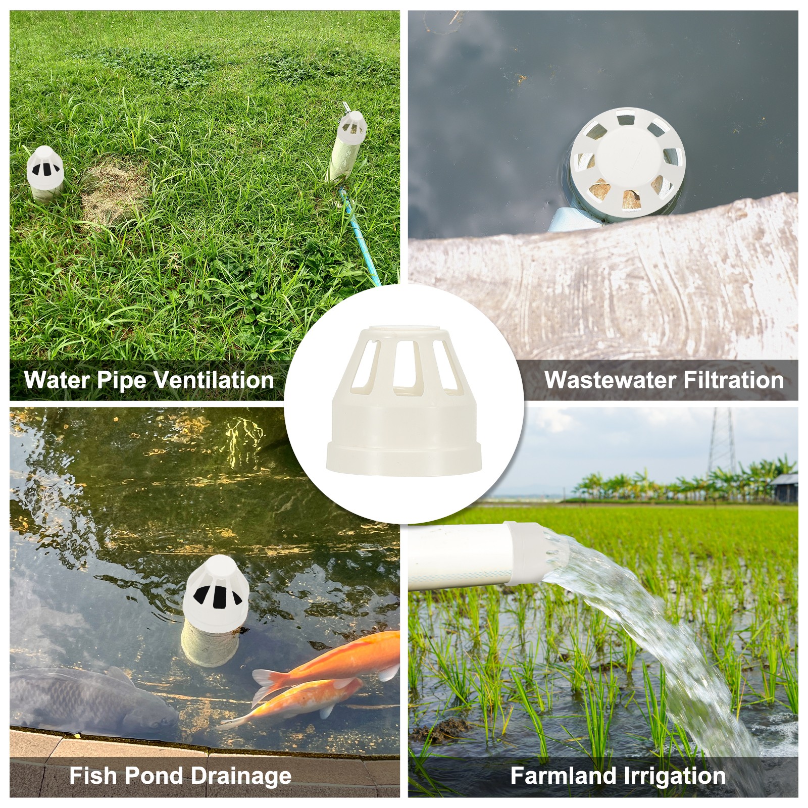 PVC Drain Pipe Vent Cap, 2 Inch Vent Pipe End Cap Cover Air Vent, White