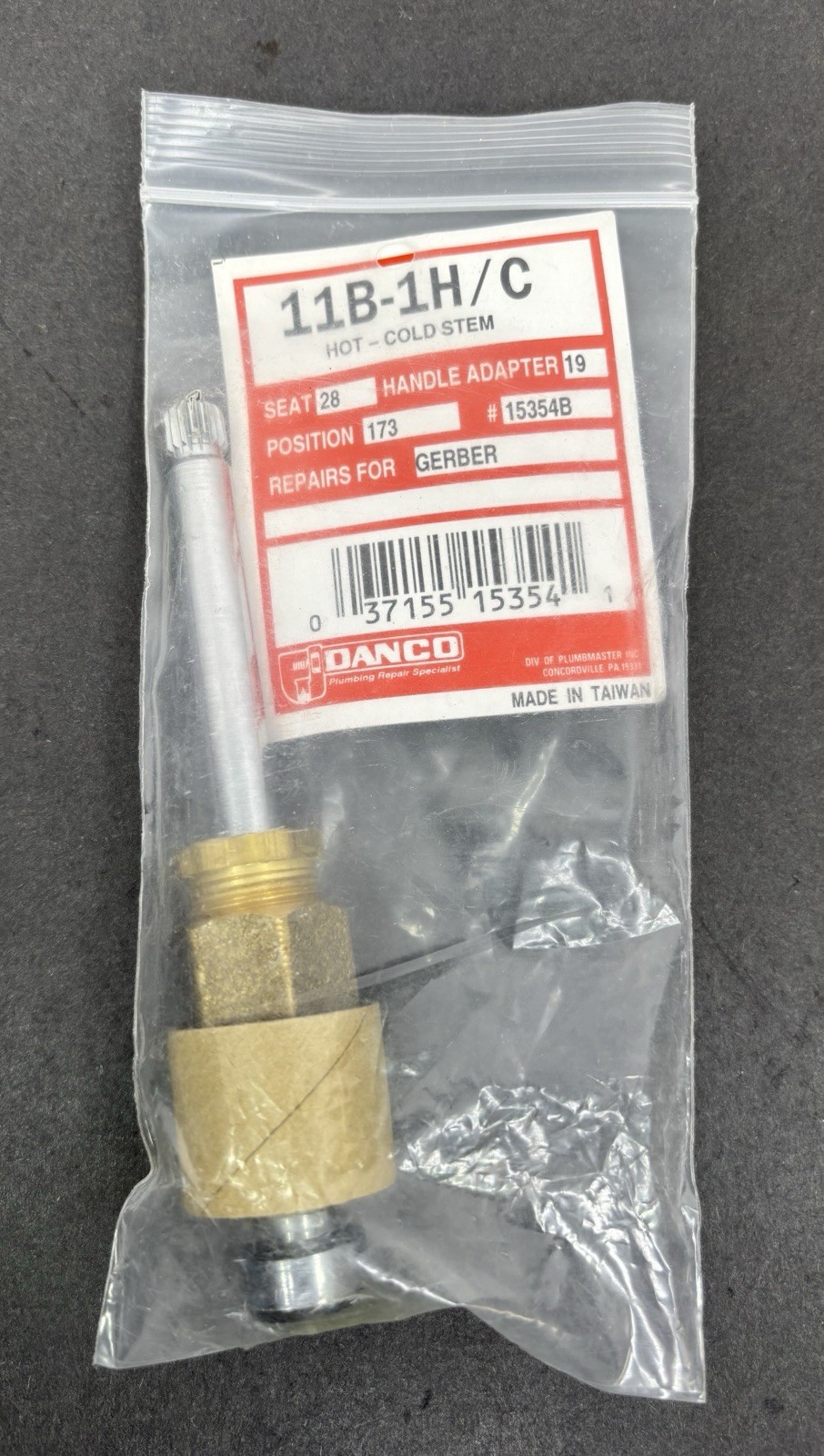 DANCO 11B-1H/C Hot/Cold Stem for Gerber Tub/Shower Faucets #15354B