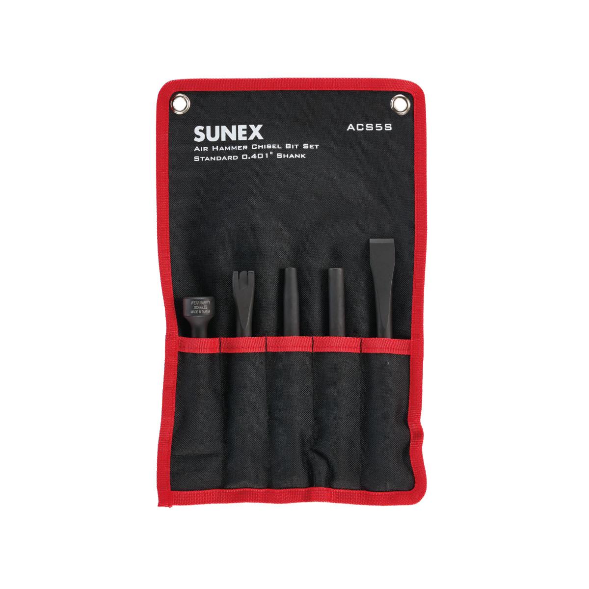 ACS5SSUNEX Air Hammer Chisel Standard 5 Piece Set in Portable Tool Roll