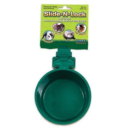 Ware Manufacturing Plastic Slide-N-Lock Crock Pet Bowl for Small Pets, 20 Ounce