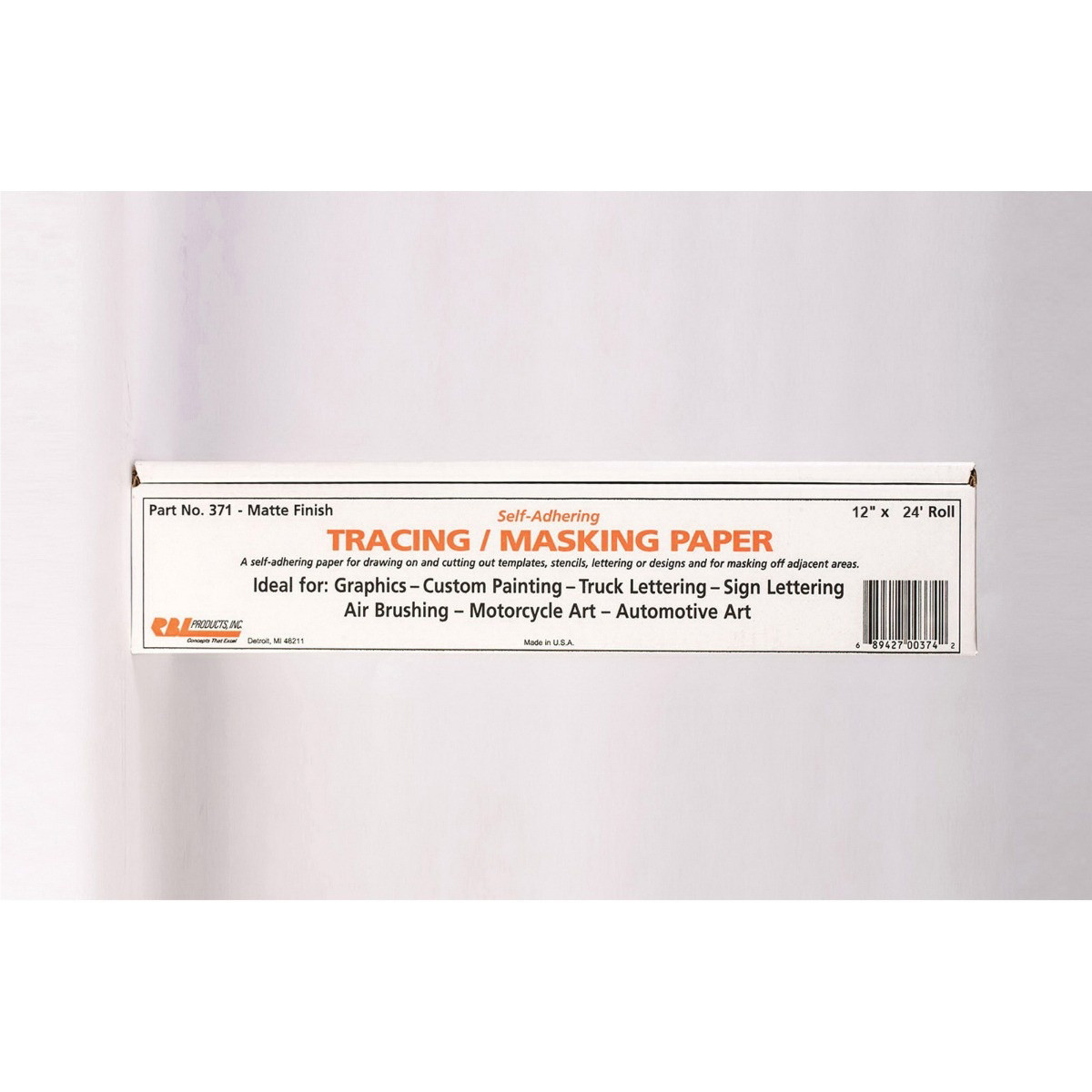 RBL Products 371 Self-Adhering Tracing/Masking Paper Roll, 12 in W x 24 ft L RB