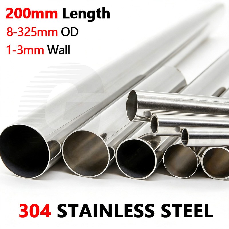 304 Stainless Steel Round Tube Repair Pipe Tubing Ø8-325mm Weldable 200mm Length