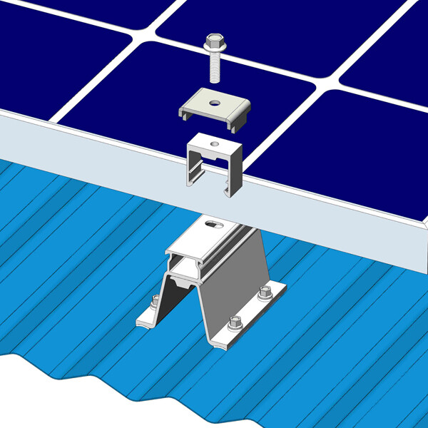4 or 10 MageBracket CL Rail-less Solar Panel Mounting Kits Corrugated Metal Roof