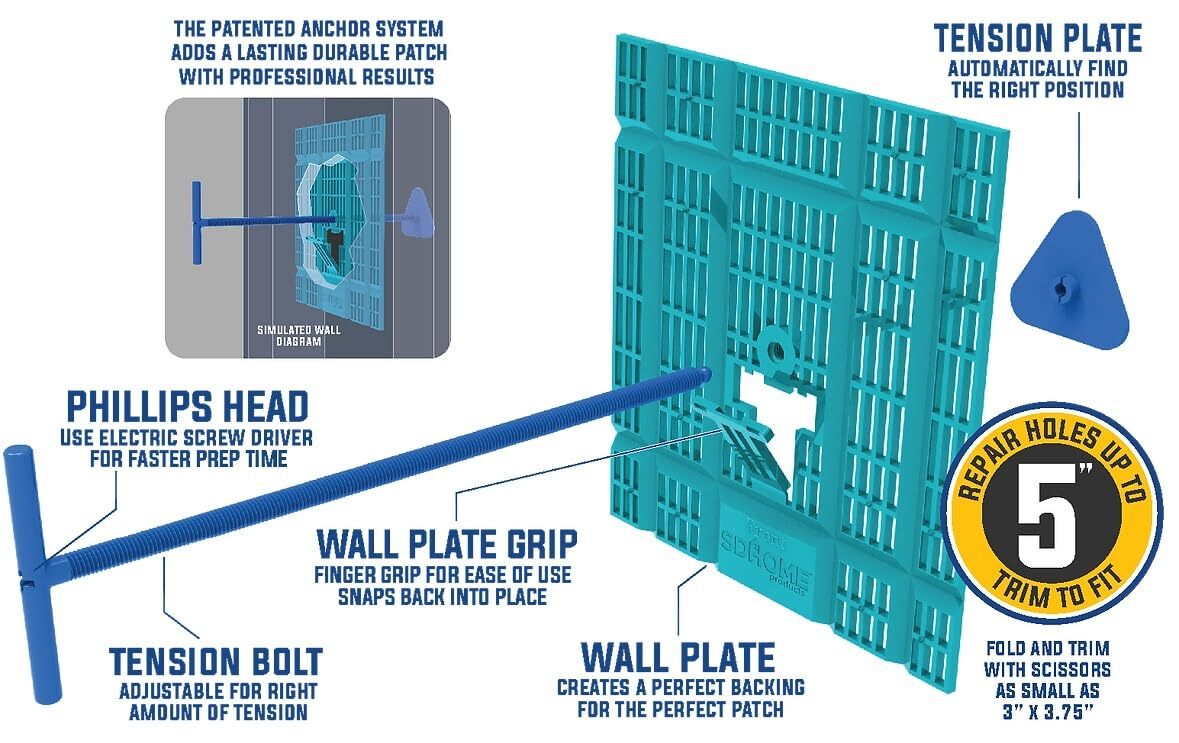SDHome Perfect Wall Patch Drywall Repair Kit with Compound Back Plate and Put…