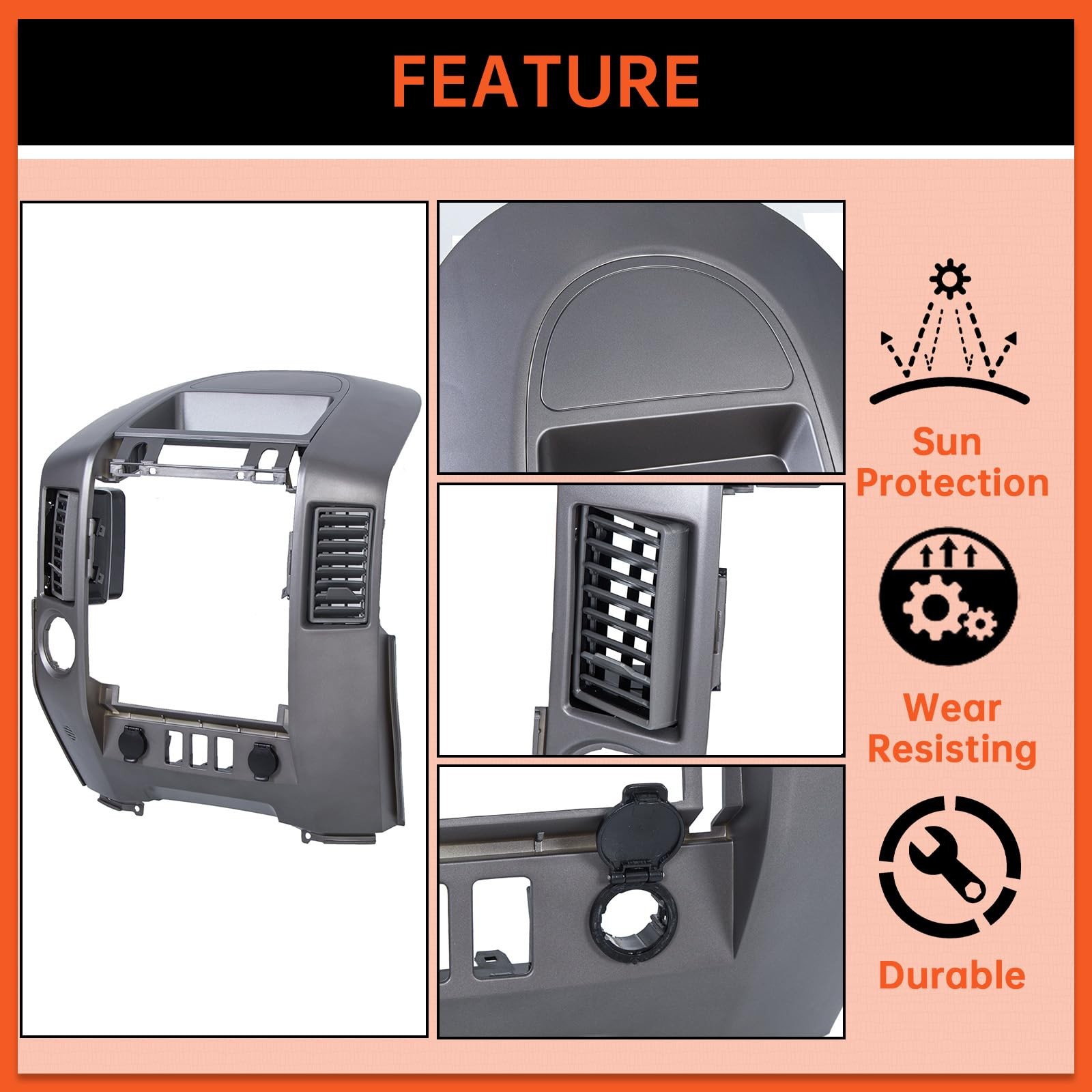 ECOTRIC Center Dash Instrument Panel Lid Compatible with 2004 Silver Gray
