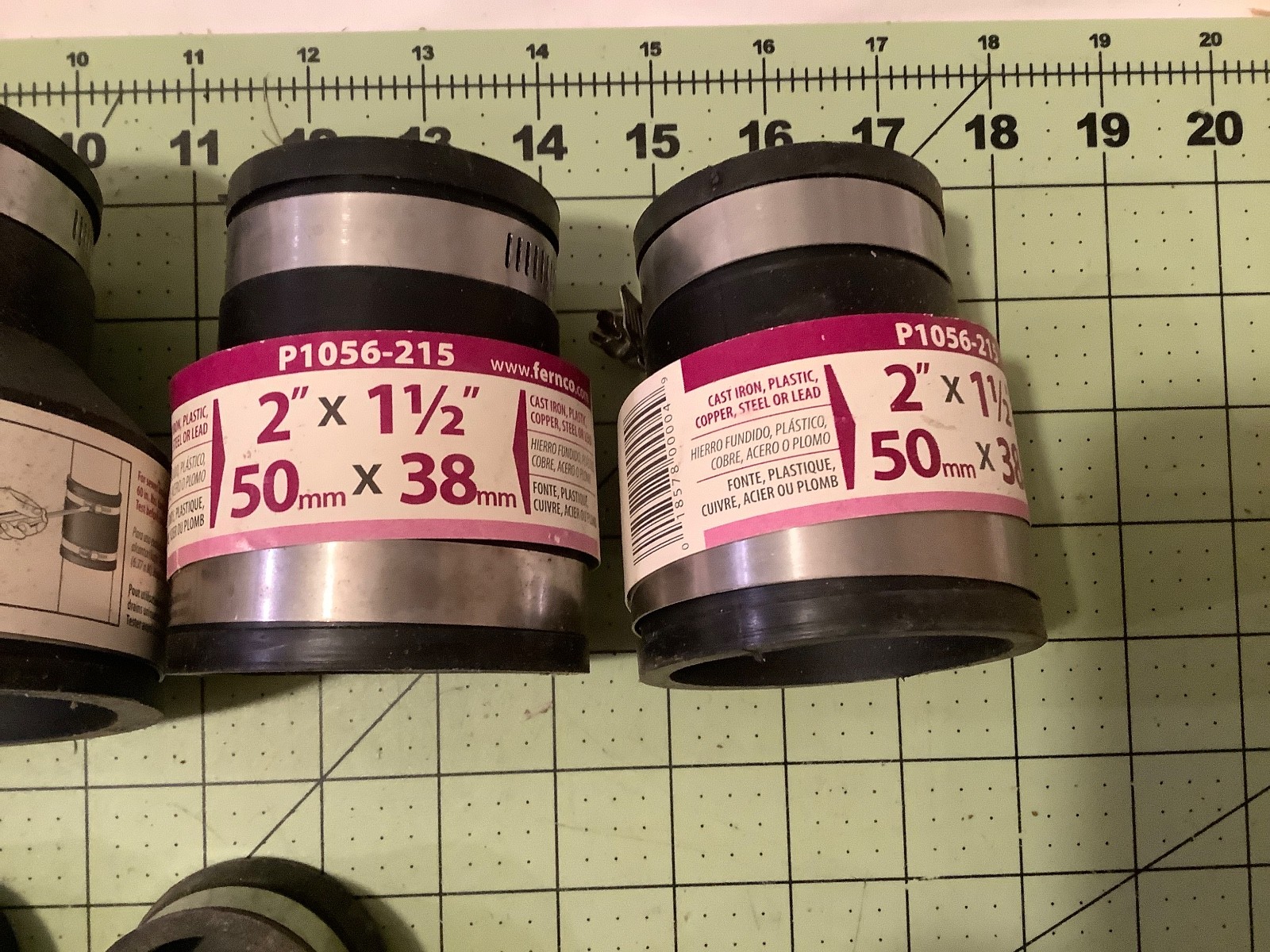 Lot of 6 Fernco Flexable Rubber Fittings for Cast Iron, PVC, Copper FREE SHIP