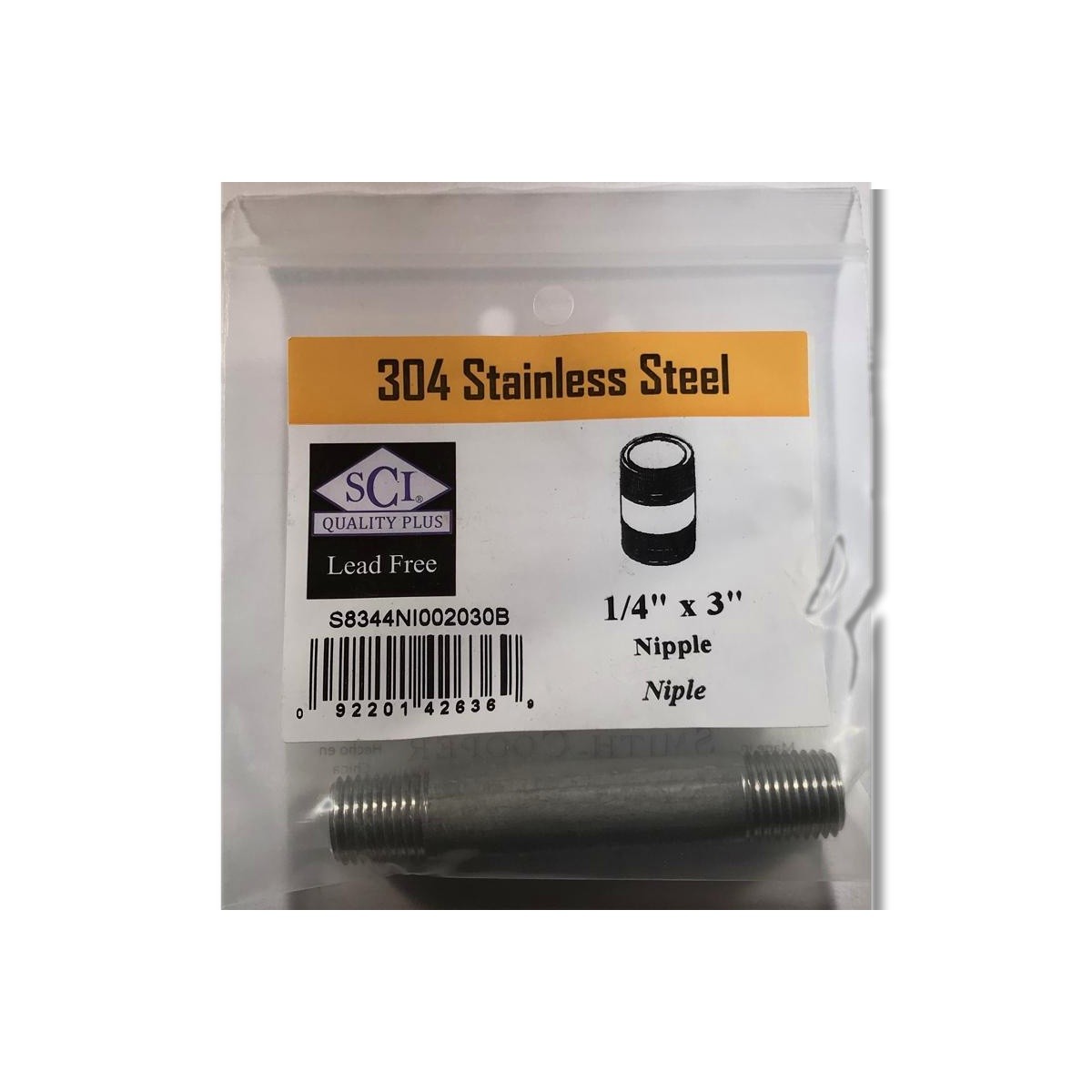 Ace 1/4 in. MPT Stainless Steel 3 in. L Nipple