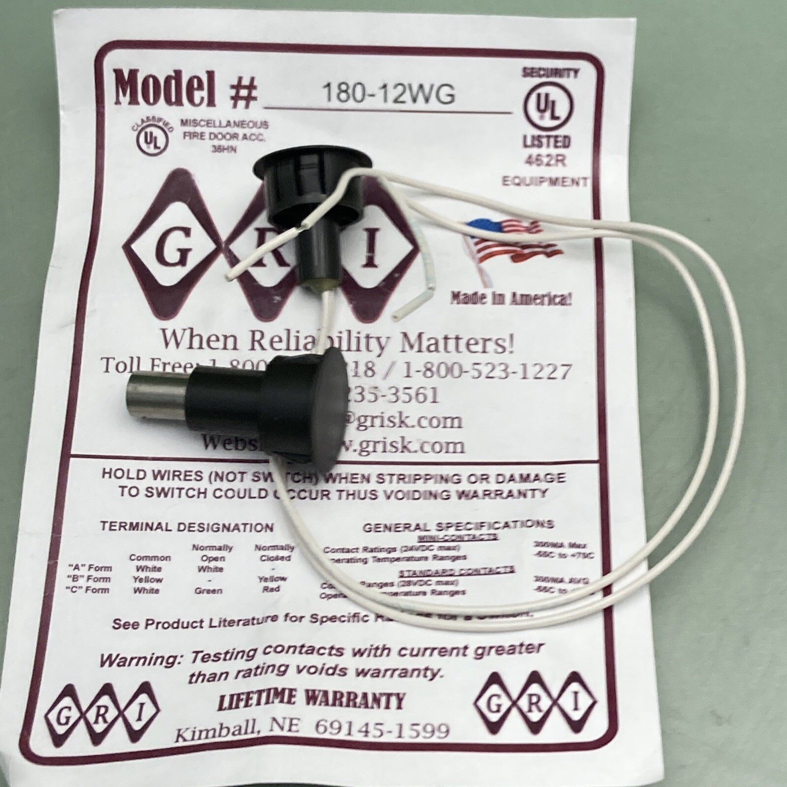 GRI 180-12WG-B 3/4″ Steel Door Recessed Switch Set, Brown, Wide Gap Up to 1″