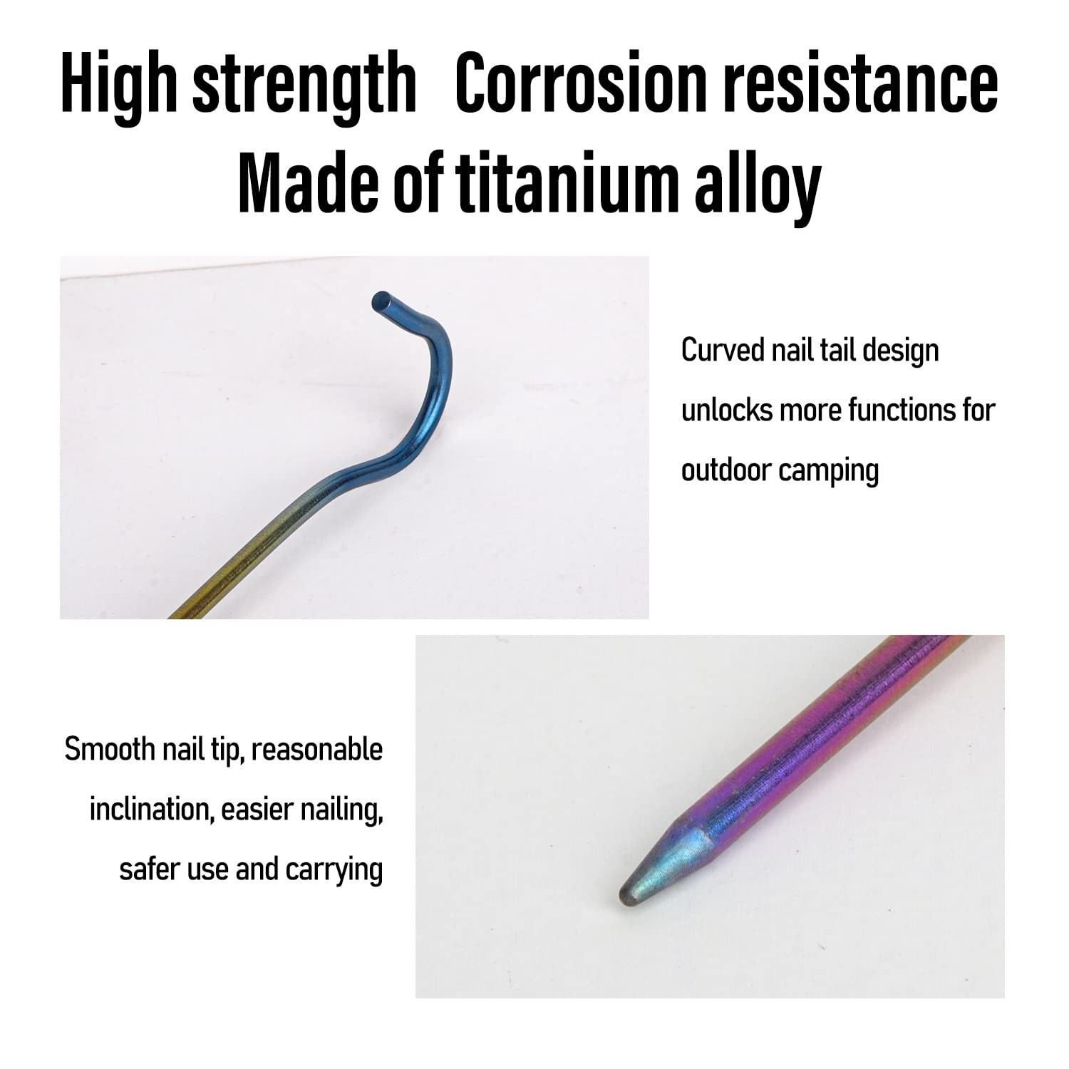 TiTo Titanium Shepherd Hook Tent Stakes Tent Pegs Tent Stakes Dia 3.5mm and L…
