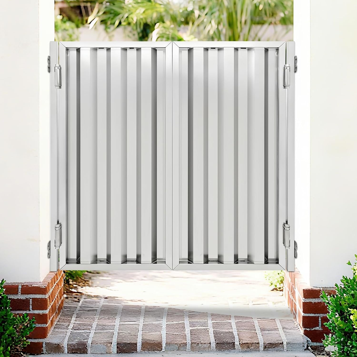Stainless Steel Double Half Entrance Partition Door 180° Two-Way Auto-Closing