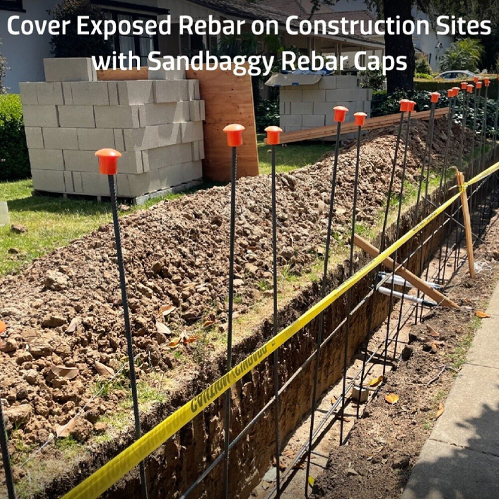 500PCS Rebar Mushroom Safety Caps | For Rebar #3 to #8 | Concrete Stakes USA