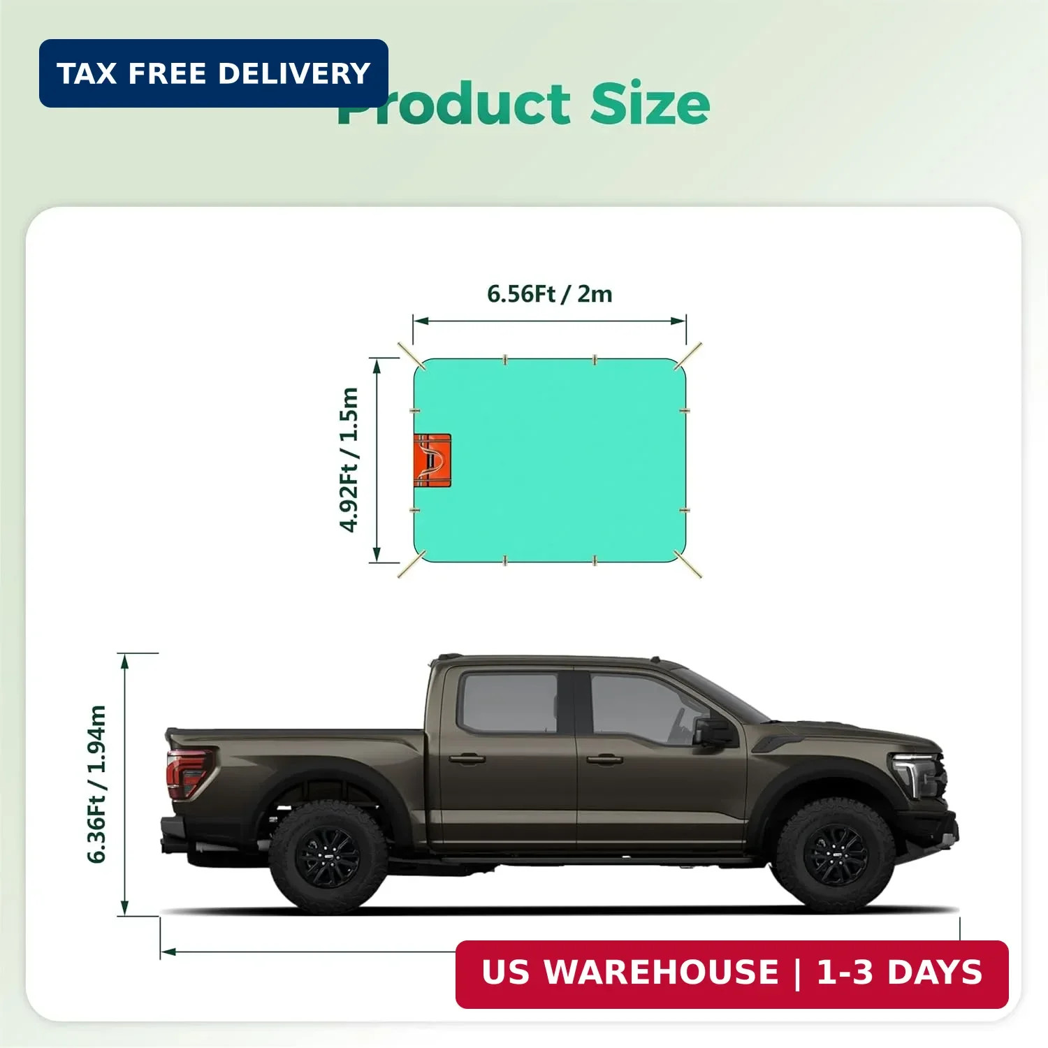 Heavy Duty Waterproof Multipurpose Tarp, 6.5 x 4.9 Feet | 200G Tear and Rip Proo