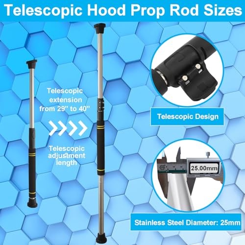 Telescopic Hood Prop Rod 29-40″ Stainless Steel Car Trunk Engine Support Holder