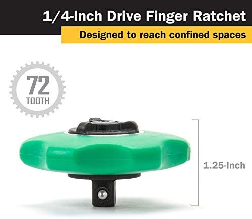 Titan 12090 1/4″ Drive Finger Ratchet, 72-Tooth, Compact Design