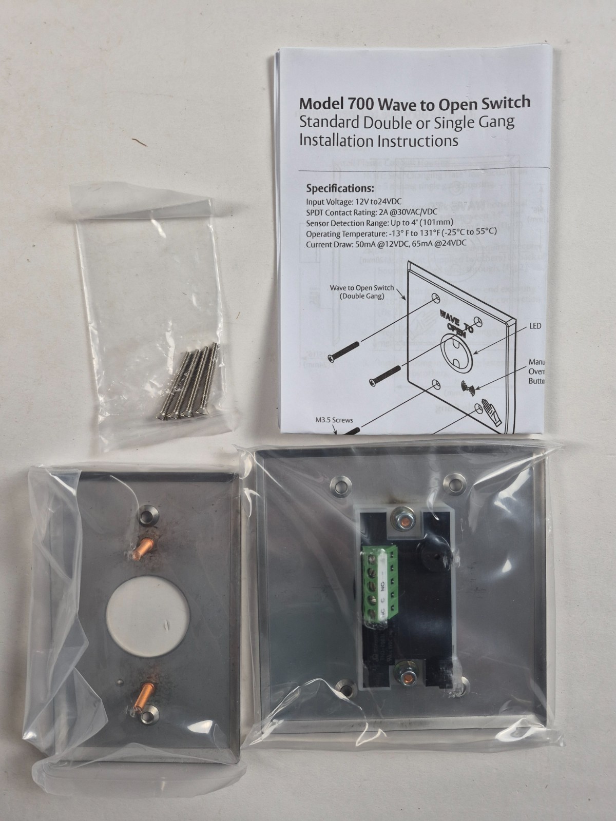 New Norton Rixson ASSA ABLOY 700 Wave‑to‑Open Touchless ADA Switch – Stainless