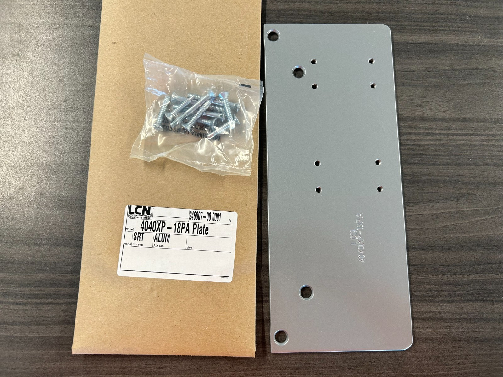 LCN 4040XP-18PA AL Drop Plate,Silver,Alum,12-1/4 in. L