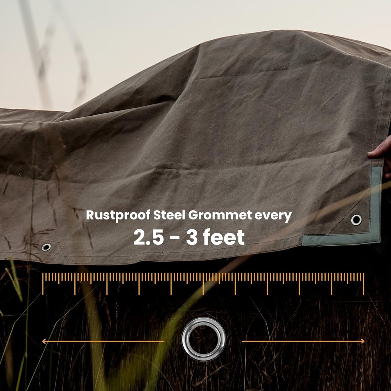 WHITEDUCK Canvas Tarp 18 oz. Heavy Duty 8’x6′ Waterproof, Mold and UV Resistant