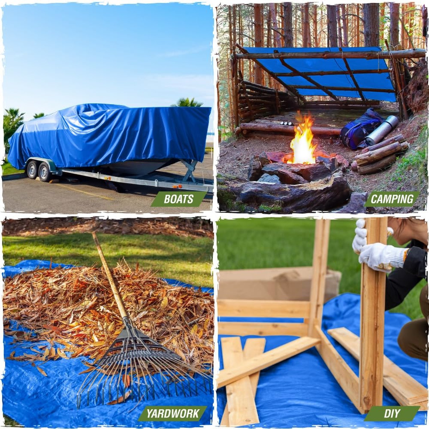 RUGGED RHINO Heavy Duty Waterproof Tarp, 10×20, UV and Tear Resistant Cover w…