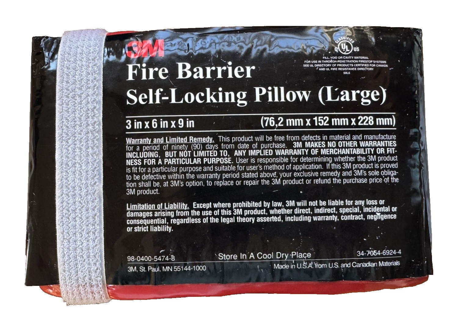 3M Fire Barrier Self-Locking Pillow – Large – 3 in x 6 in x 9 in