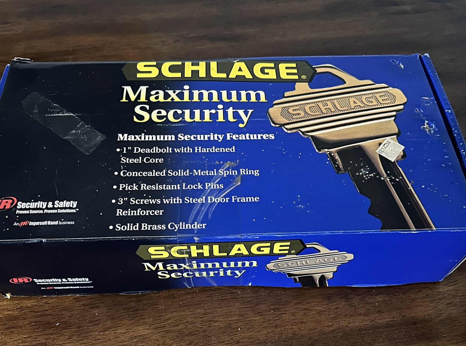 Schlage Maximum Security Lock Set Complete, Brushed Brass w/ 4 Keys