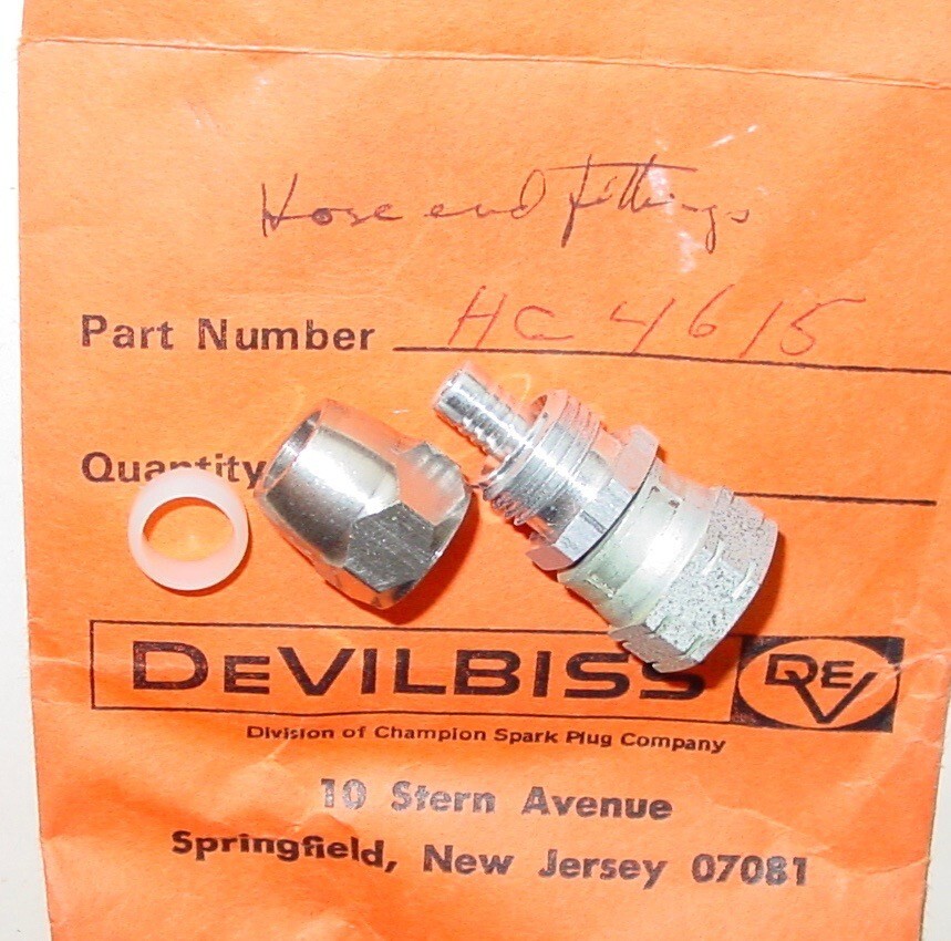 DeVilbiss Genuine Spray Gun Hose End Fitting Parts HC-4615 Vintage OEM USA NOS