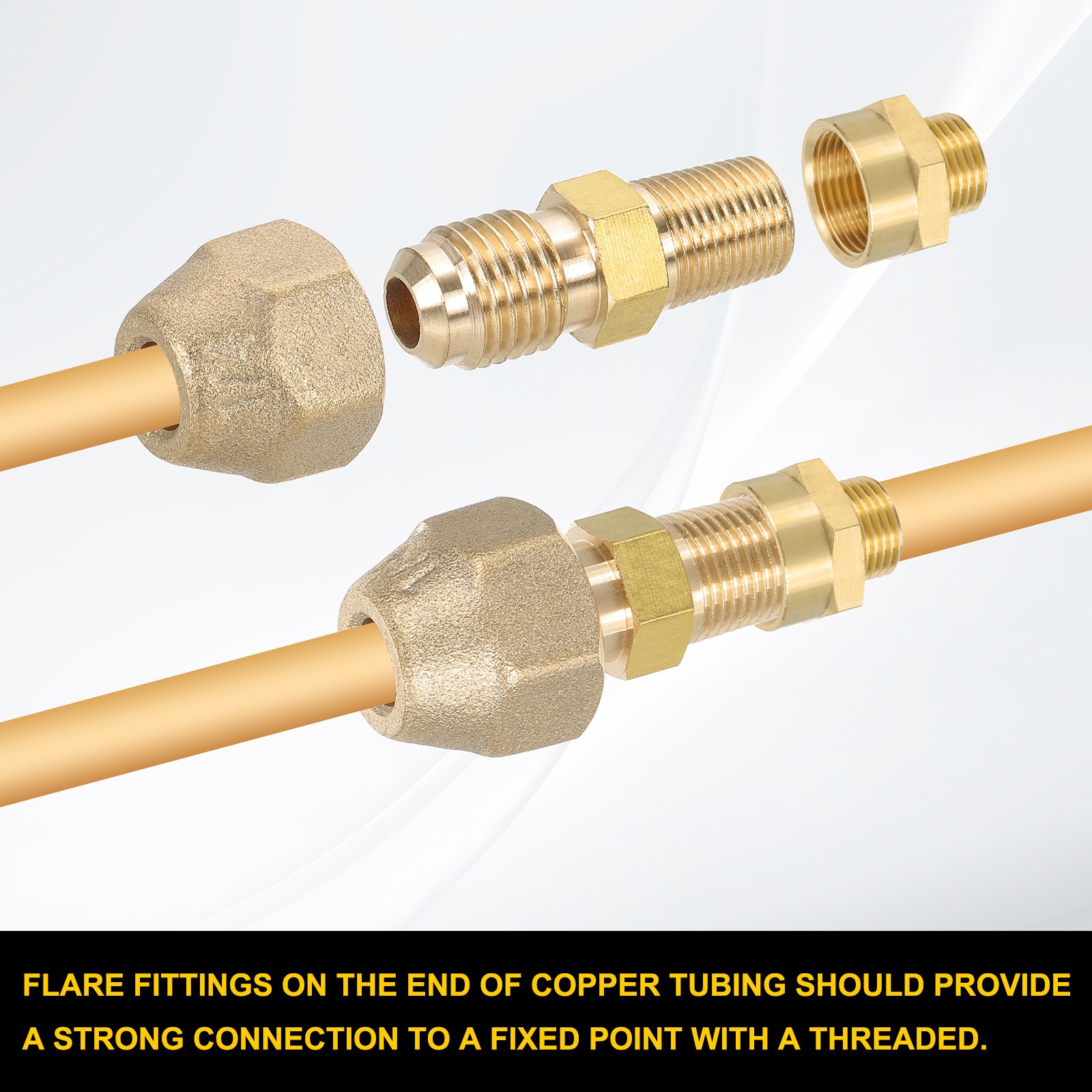 2 Pcs Brass Pipe Fitting 1/4SAE Flare x 1/8NPT Male Thread with Nuts