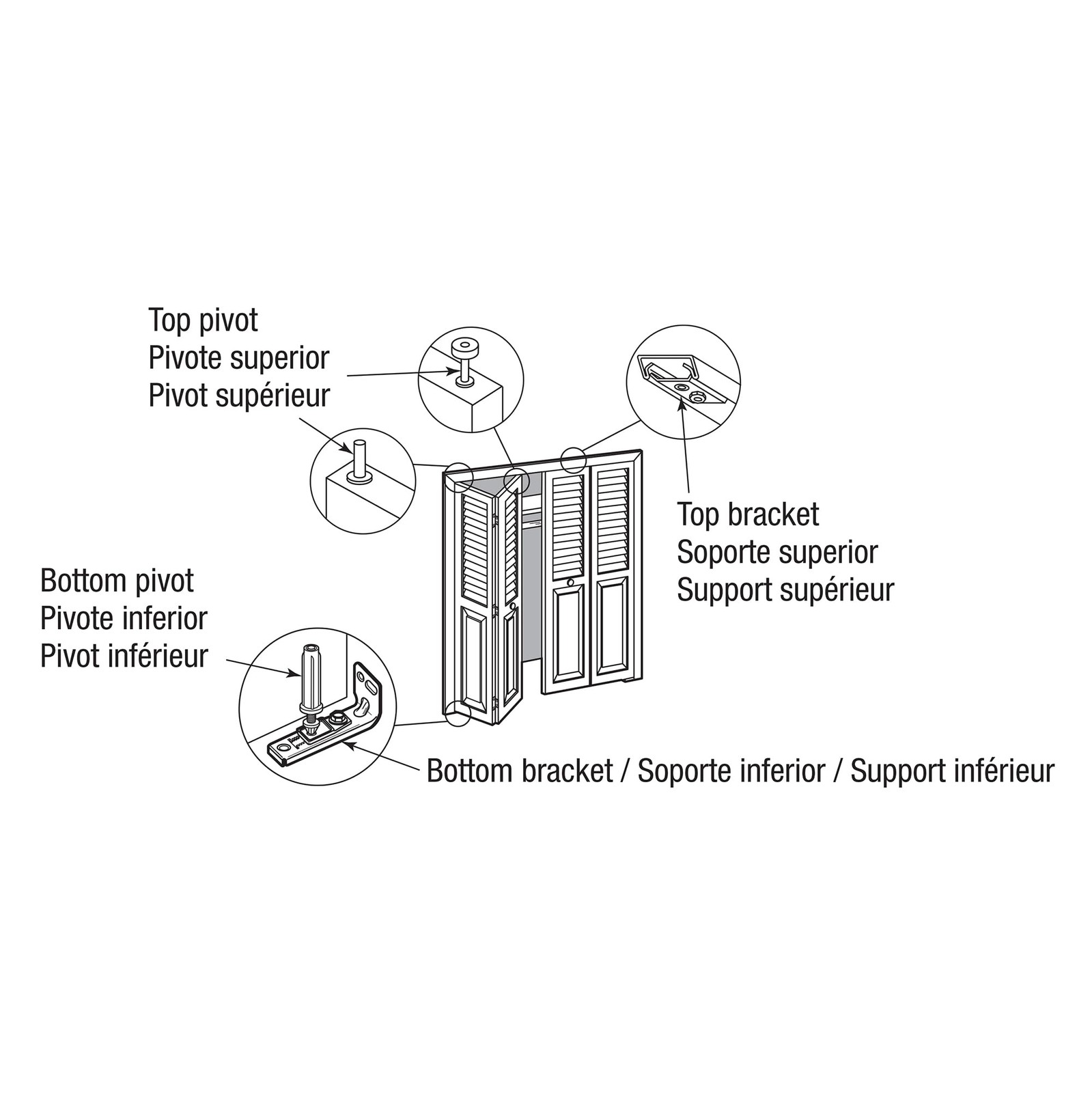 Prime-Line N 7534 Bi-Fold Door Hardware Repair Kit – 1 in. to 1-3/8 in., Zinc