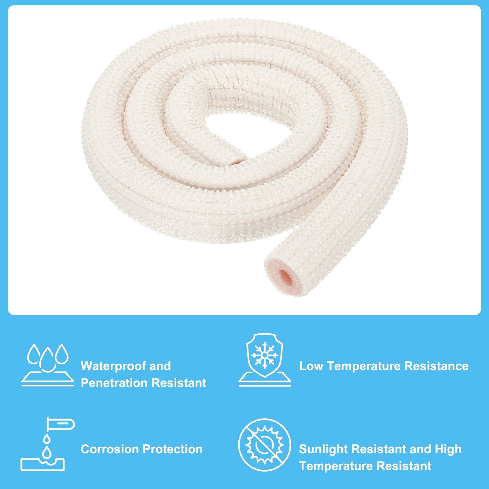 3/8″ Heater Pipe Insulation Foam Tube Heat Preservation Tubing, 1m(3.28Ft)