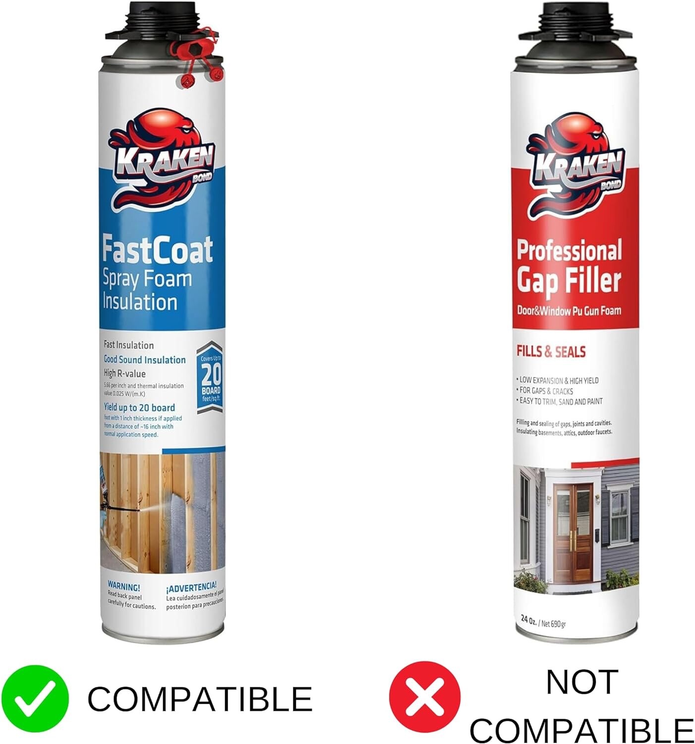 Kraken Bond FastCoat Insulation Nozzle, Horizontal & Vertical Use 6 Pack – Red