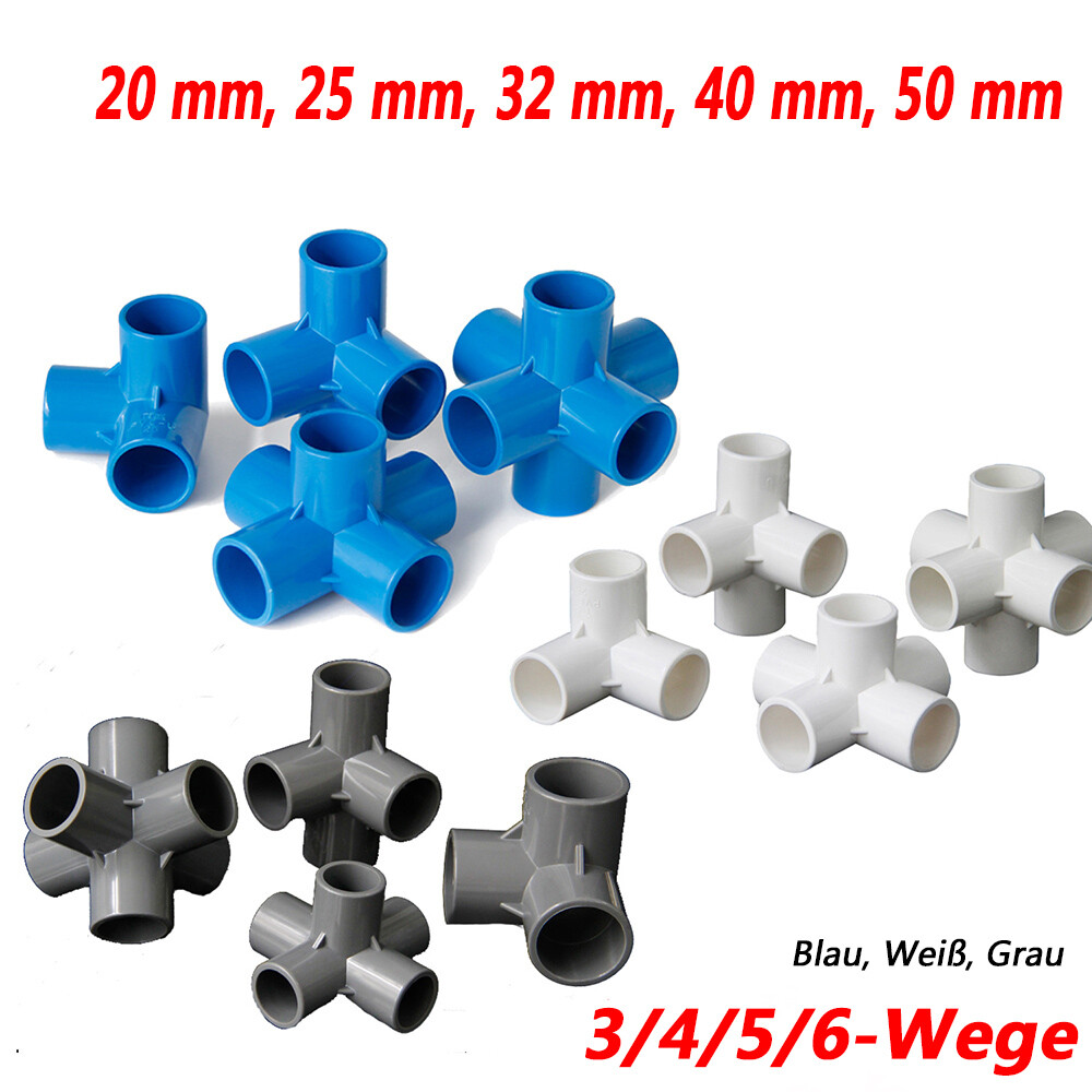 3/4/5/6-Way PVC Plastic Pipe Fittings Adhesive Connector Elbow 20/25/32/40/50mm