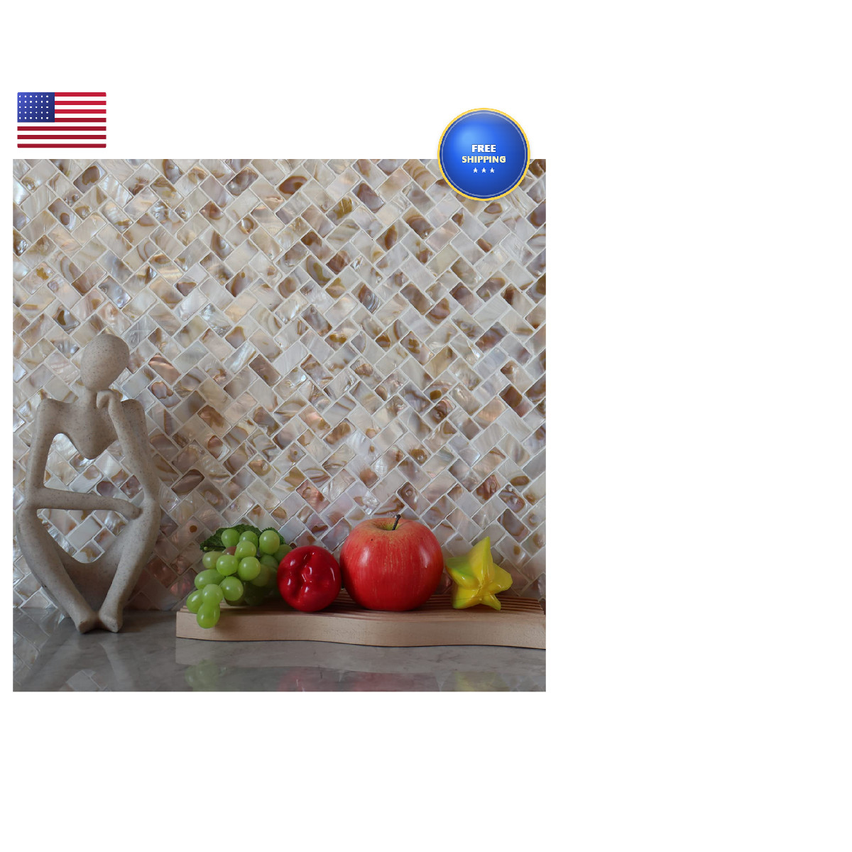 Mop Pearl Shell Mosaic Herringbone Tile Are Used For Kitchen Backsplashes And
