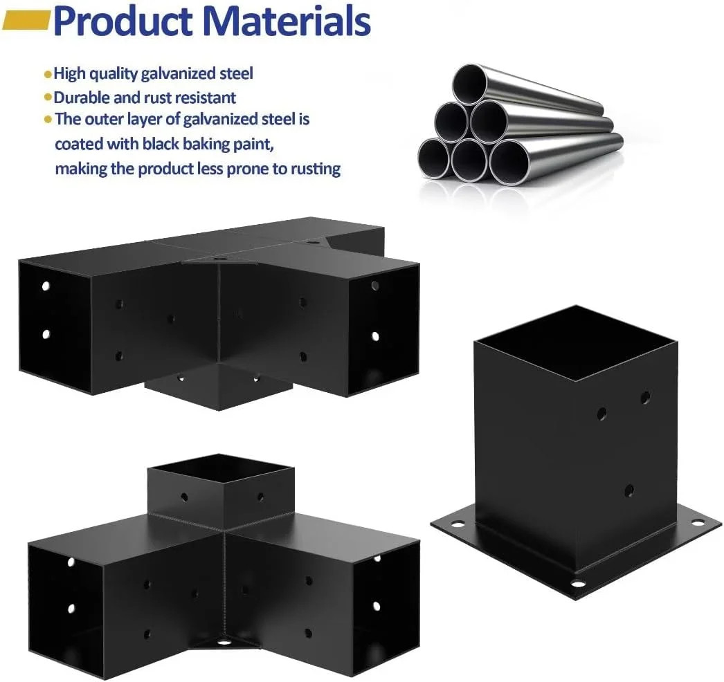 JEXALINE Pergola Kit for 4″x4″ Lumber, Heavy Duty Pergola Brackets with 3-Way &