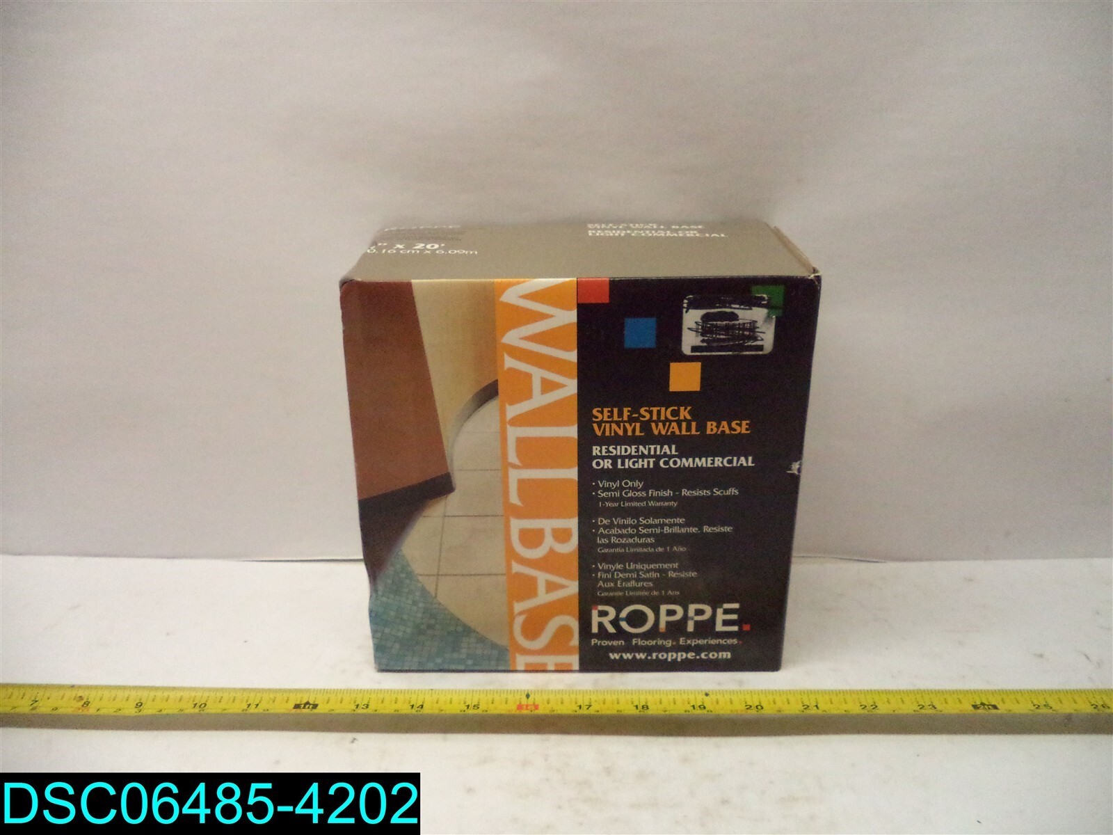 Self-Stick Vinyl Wall Cove Base Black HC40C51S100 Trim Baseboard , Roppe