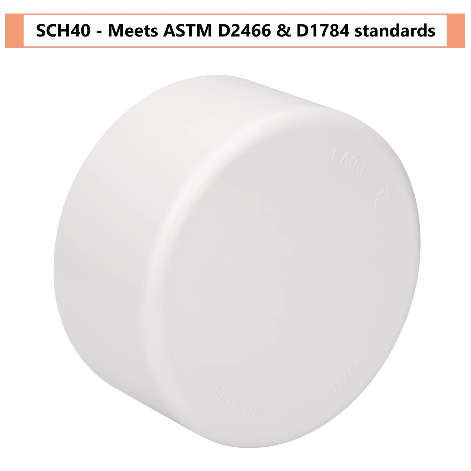 6″ PVC Pipe End Cap Fitting Schedule 40 Furniture Grade 6Inch, White