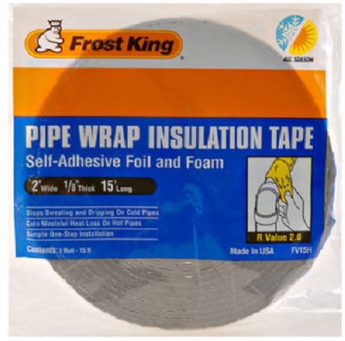 (6) ea Frost King FV15 2″ x 1/8″ x 15′ ft Foil & Foam Pipe Wrap Insulation Tape