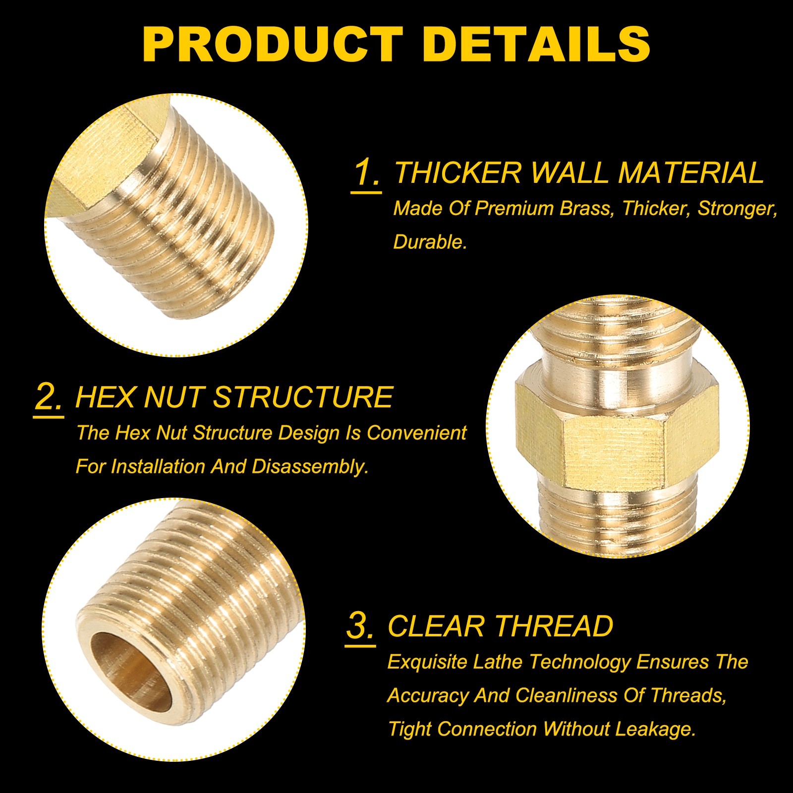 2 Pcs Brass Pipe Fitting 1/4SAE Flare x 1/8NPT Male Thread with Nuts