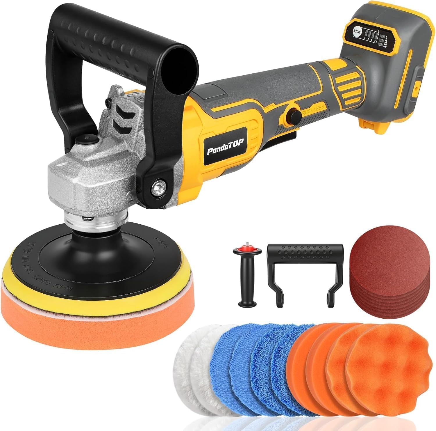Cordless Buffer Polisher for Dewalt 20v Max Battery, Brushless Rotary Car Buf…