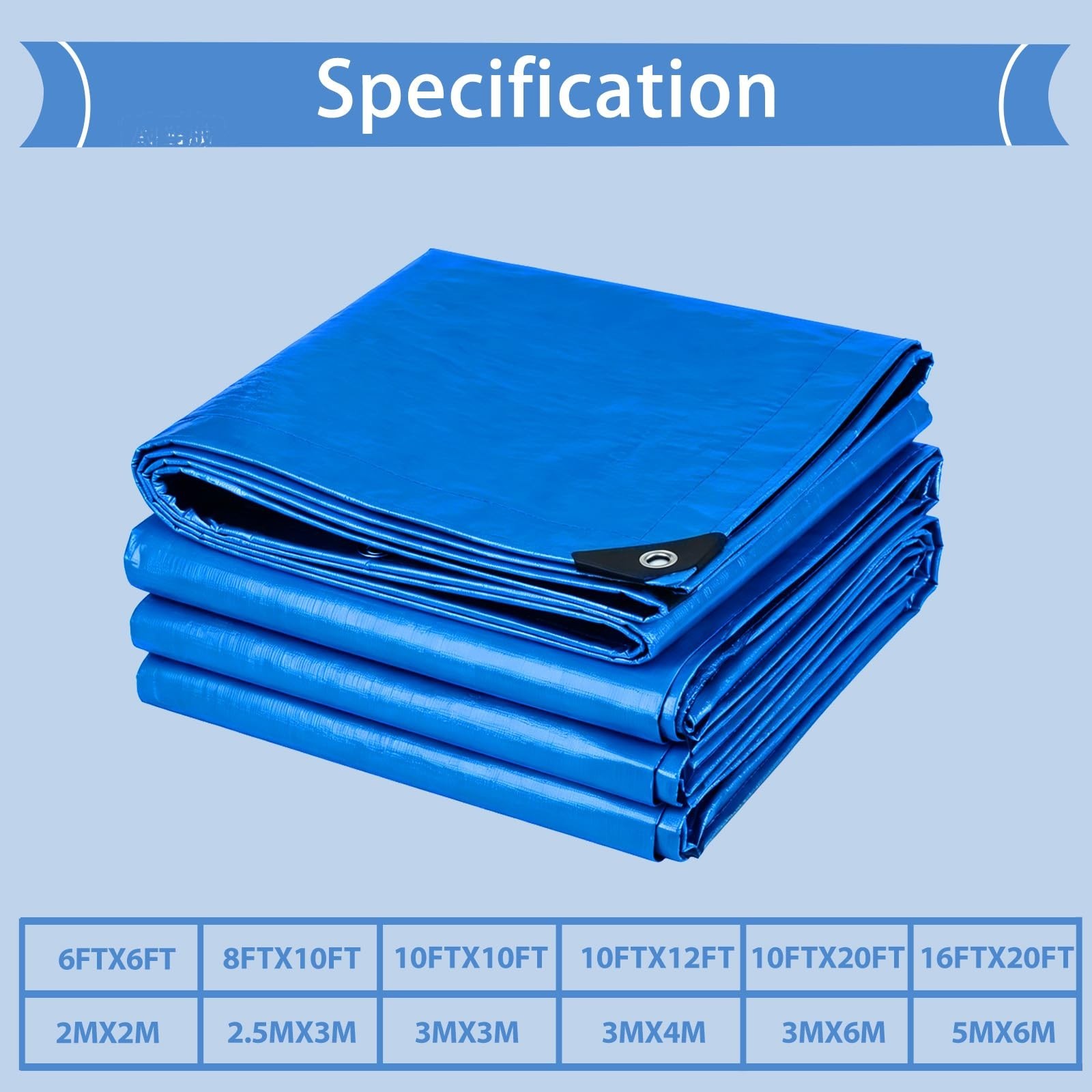 Heavy Duty Waterproof Tarp 10×10 FT, 6 Mil Thick Tarpaulin Cover with Reinfor…