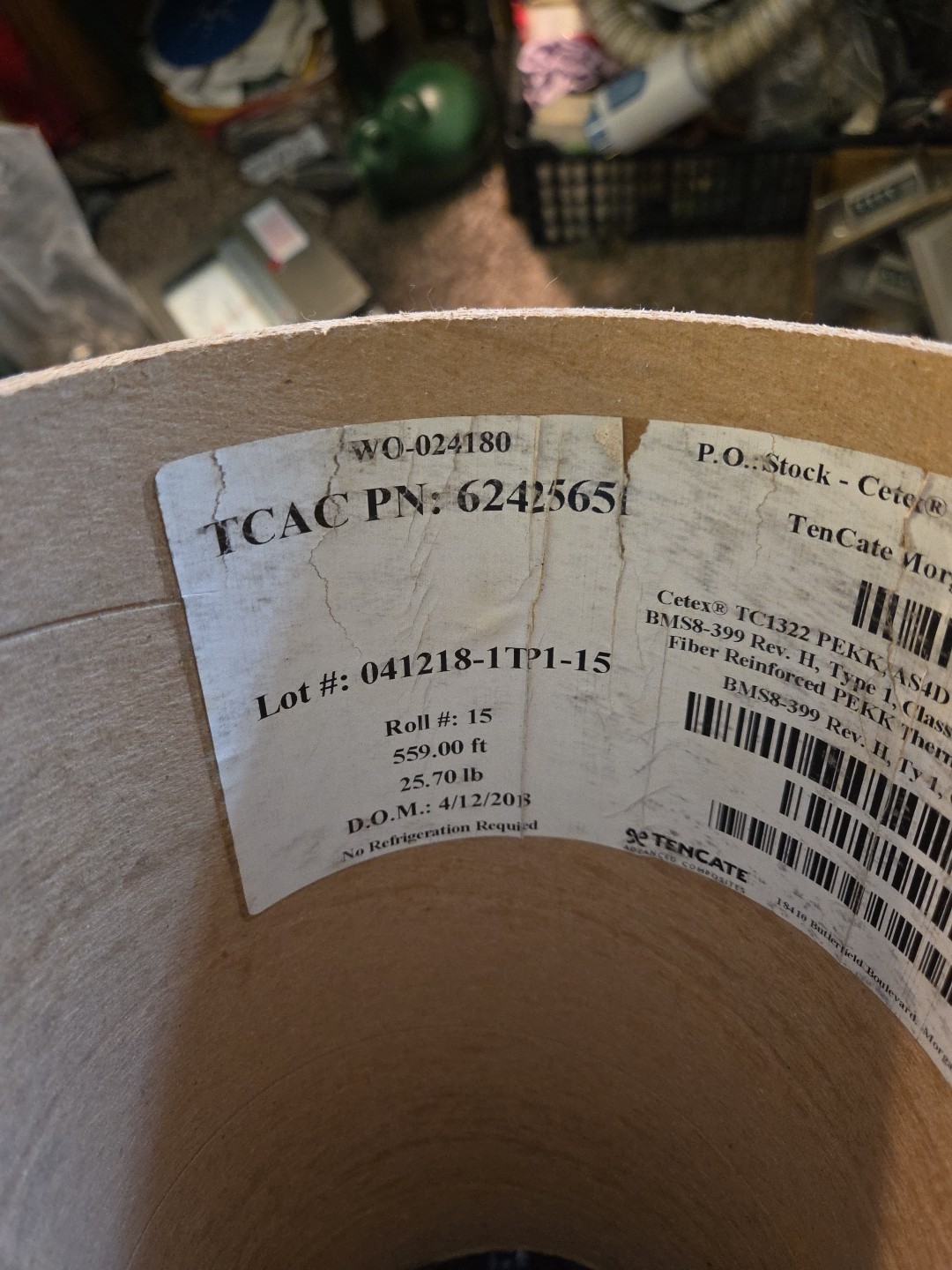 ​12″ TenCate TC1322 PEKK Carbon Fiber Prepreg BMS8-399 • 3.8lb • No Fridge Req