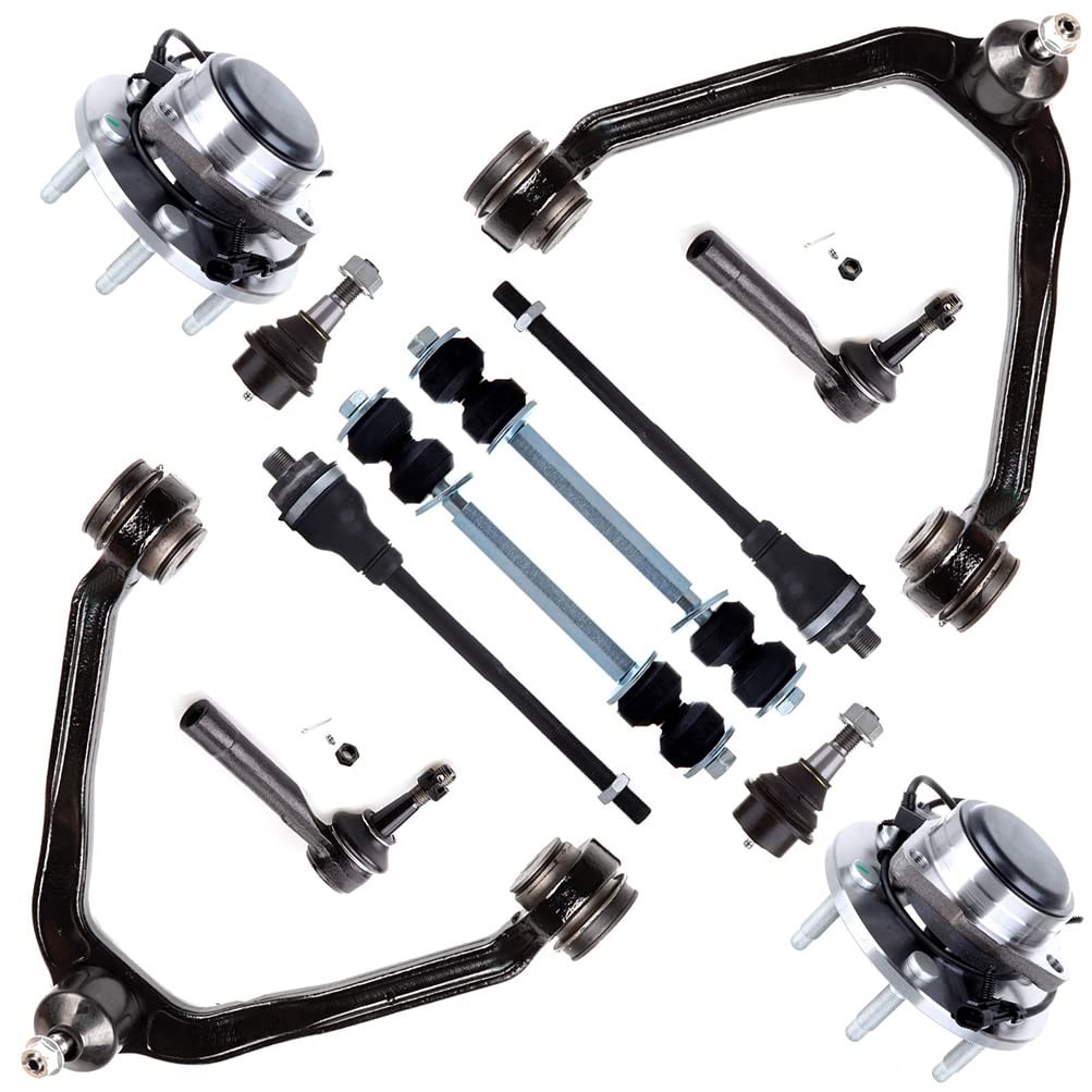 12Pcs Suspension Kit Control Arm Sway Bar Link Tie Rod Hub Silverado Sierra 1500