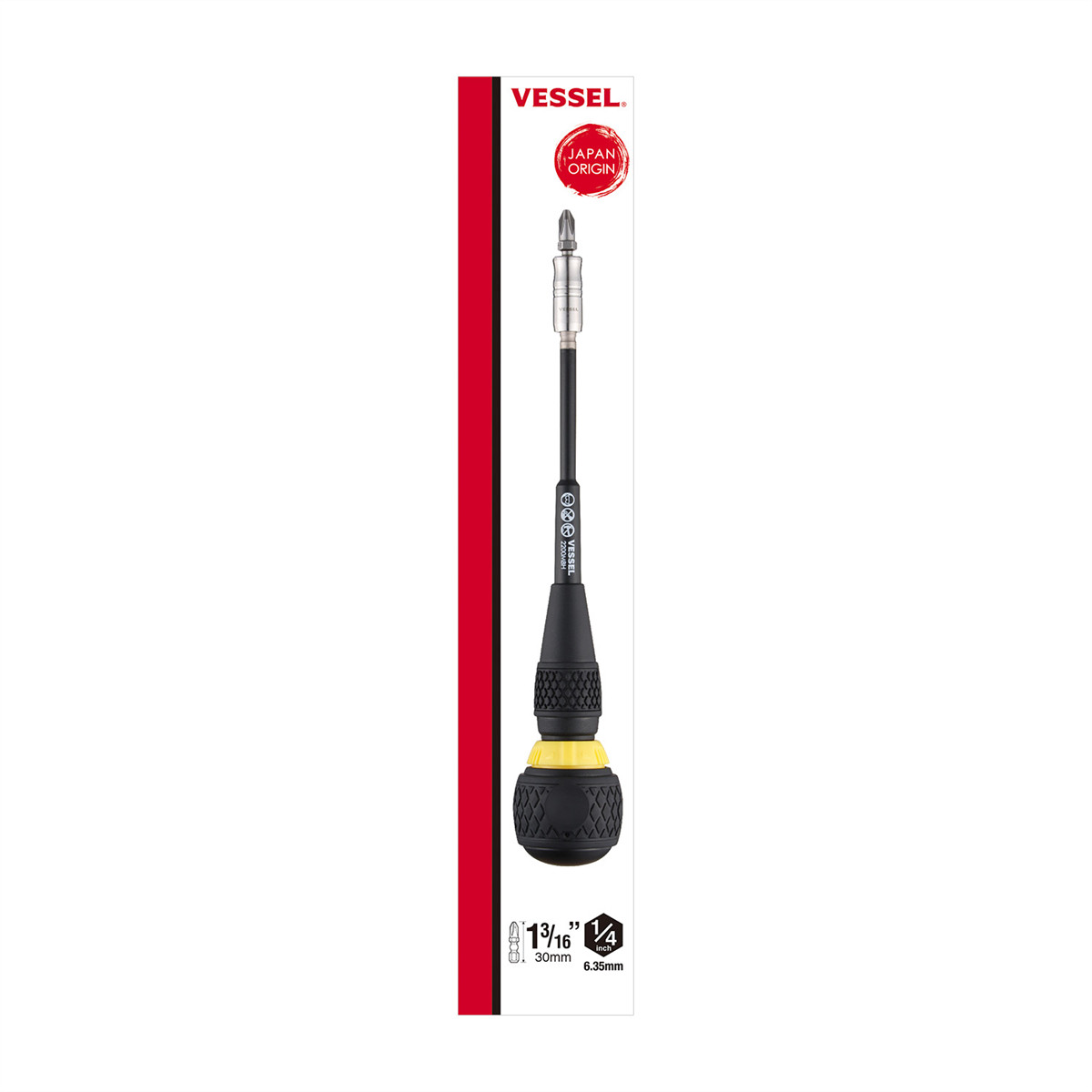Vessel Tools BALL GRIP Ratchet Interchangeable Screwdriver with 10 PC. Bit Set