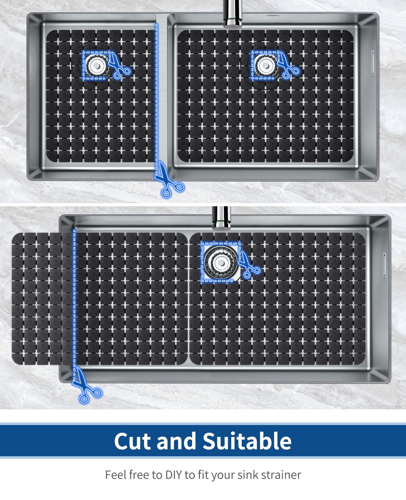 Bigli Sink Mat Protectors for Stainless 15.7 x 11.8 inches, Black
