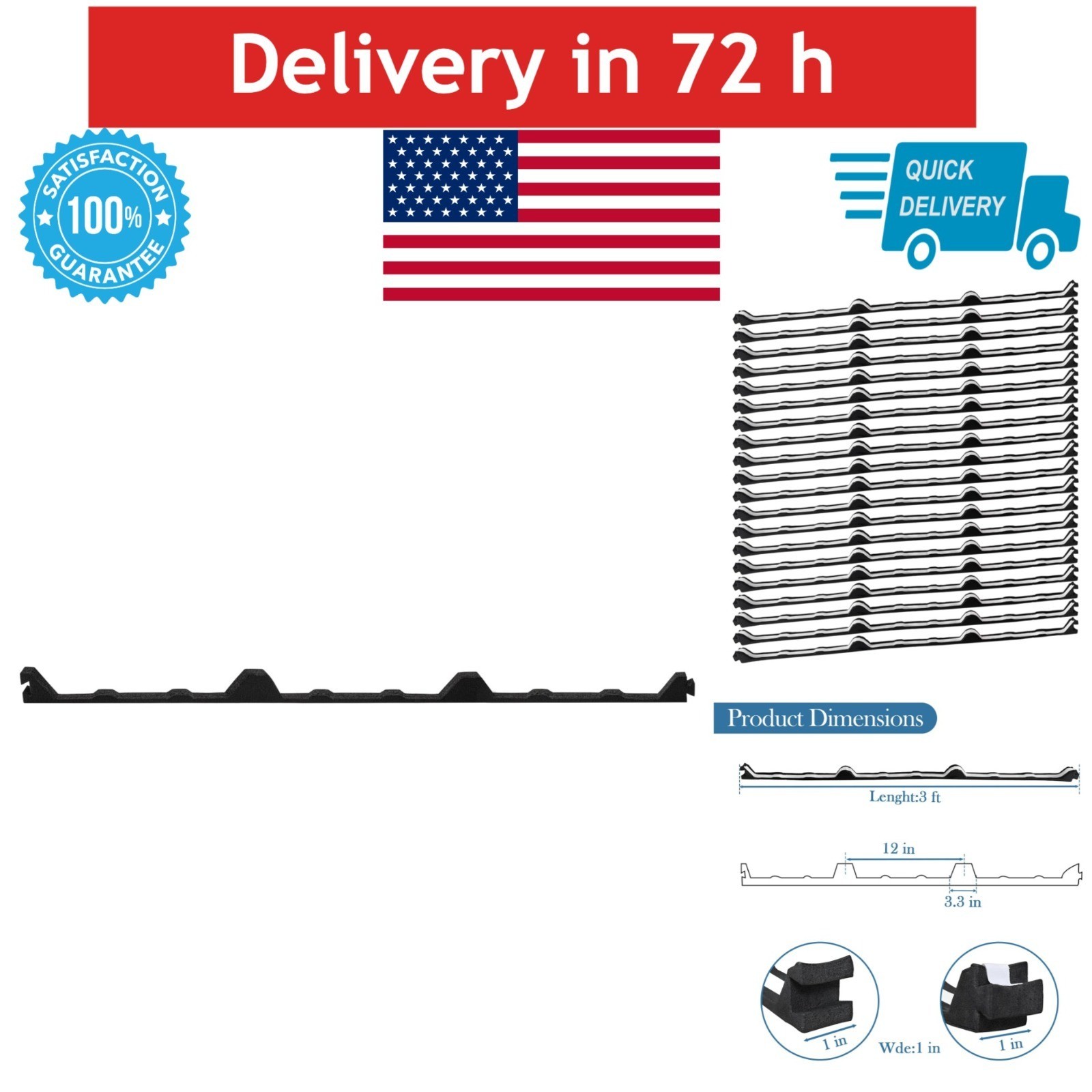 20Pcs 12 Inch Foam Closure Strips for Metal Roofing Panels